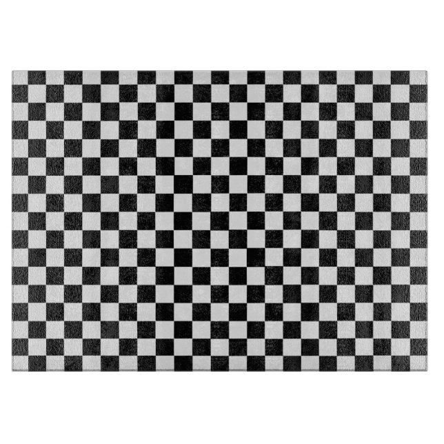 Black And White Classic Chequerboard Cutting Board (Front)