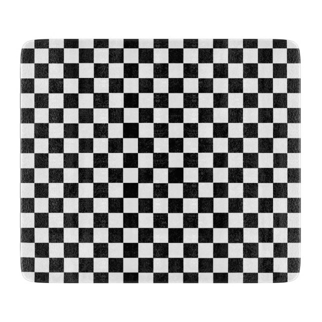 Black And White Classic Chequerboard Cutting Board (Front)