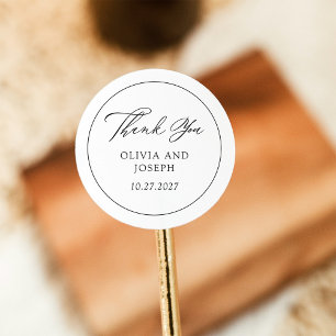 Black and White   Classic Italian Elegance Wedding Round Sticker