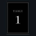 Black and White Classic Minimalist Table Number<br><div class="desc">Black and White table number/table card. Fully customizable table numbers.</div>