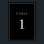 Black and White Classic Minimalist Table Number<br><div class="desc">Black and White table number/table card. Fully customizable table numbers.</div>