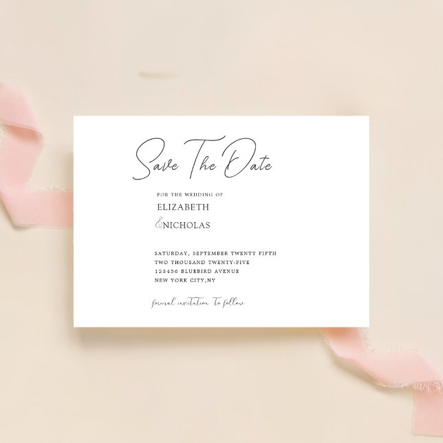 black and white classic minimalist wedding  save the date (Creator Uploaded)