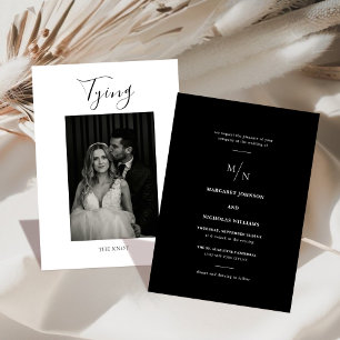black and white classic photo wedding Invitation