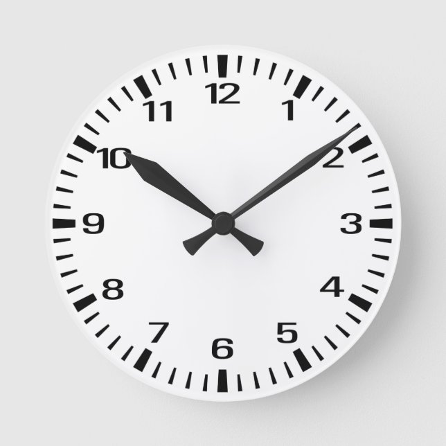 black and white classic round wall clock (Front)