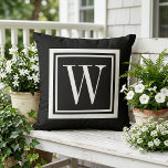 Black and White Classic Square Monogram Outdoor Pillow<br><div class="desc">Design your own custom throw pillow in any colour combination to perfectly coordinate with your home decor in any space! Use the design tools to change the background colour and the square border colour, or add your own text to include a name, monogram initials or other special text. Every pillow...</div>