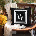 Black and White Classic Square Monogram Outdoor Pillow<br><div class="desc">Design your own custom throw pillow in any colour combination to perfectly coordinate with your home decor in any space! Use the design tools to change the background colour and the square border colour, or add your own text to include a name, monogram initials or other special text. Every pillow...</div>