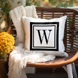 Black and White Classic Square Monogram Outdoor Pillow<br><div class="desc">Design your own custom throw pillow in any colour combination to perfectly coordinate with your home decor in any space! Use the design tools to change the background colour and the square border colour, or add your own text to include a name, monogram initials or other special text. Every pillow...</div>