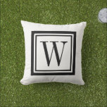 Black and White Classic Square Monogram Outdoor Pillow<br><div class="desc">Design your own custom throw pillow in any colour combination to perfectly coordinate with your home decor in any space! Use the design tools to change the background colour and the square border colour, or add your own text to include a name, monogram initials or other special text. Every pillow...</div>