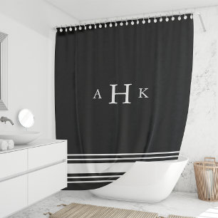 Black and White Classic Stripe Border Monogram