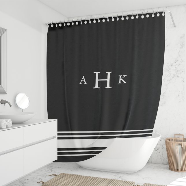 Black and White Classic Stripe Border Monogram (Creator Uploaded)