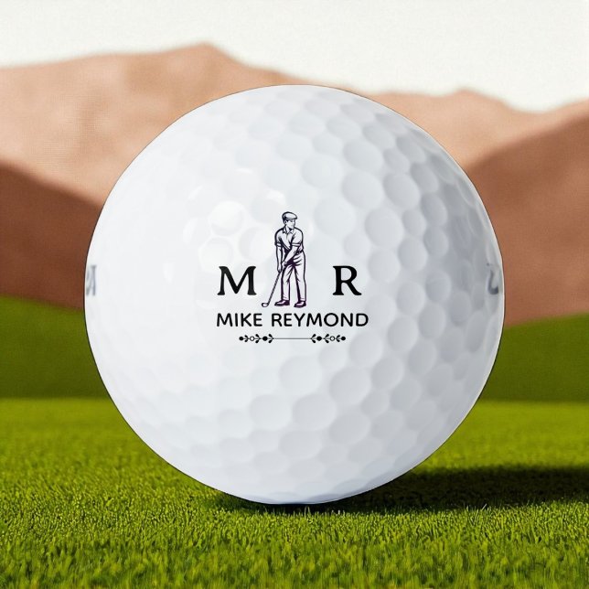 Black and White Classy Golfer  Golf Balls (Creator Uploaded)
