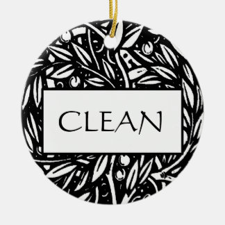 Black and White Clean Dirty Dishwasher Hanger Ceramic Ornament