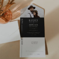 Black and White Clean Line Wedding Invitation