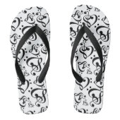 Black And White Clef Hearts Music Notes Shoes Flip Flops (Footbed)
