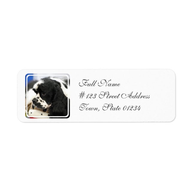 Black and White Cocker Spaniel Mailing Labels (Front)