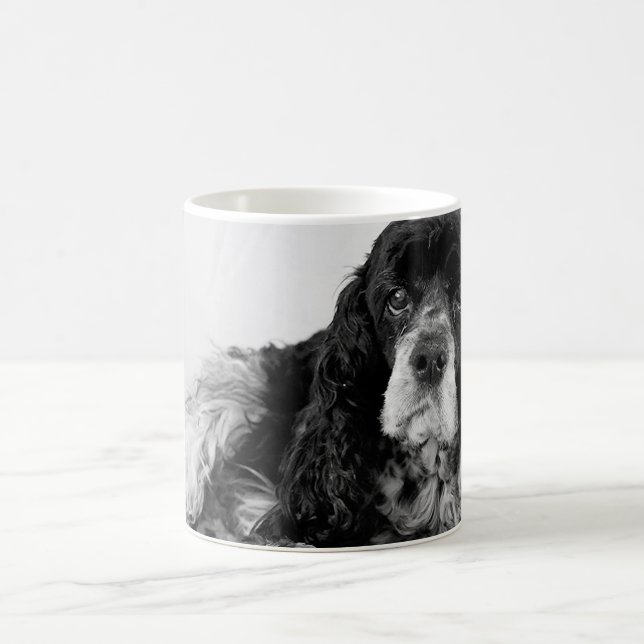 Black and White Cocker Spaniel Photo Coffee Mug (Center)