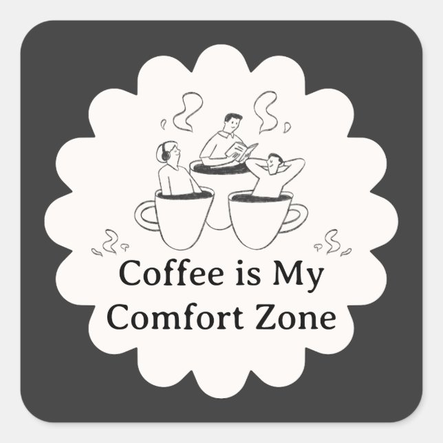 Black and White Coffee Comfort Zone Sticker (Devant)