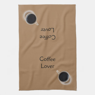 Black and White Coffee Cup Pattern Personalized Kitchen Towel