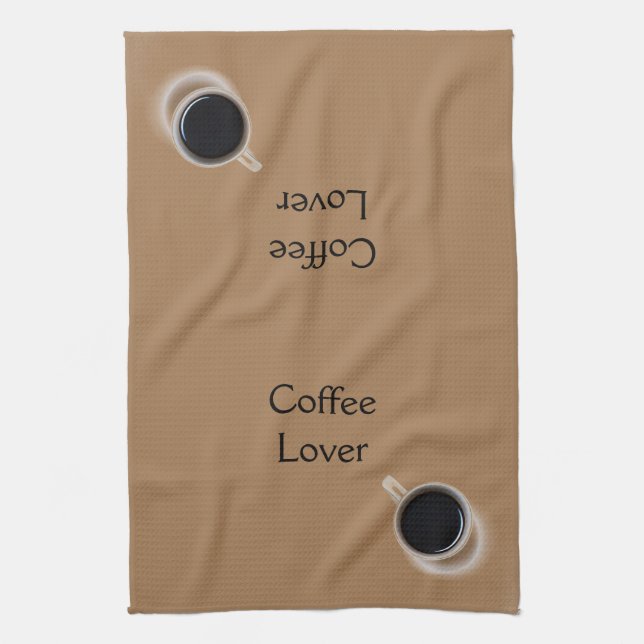 Black and White Coffee Cup Pattern Personalized Kitchen Towel (Vertical)