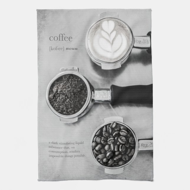Black And White Coffee Kitchen Towel (Vertical)