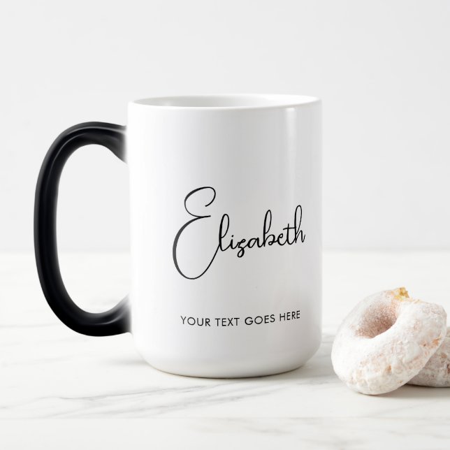 Black And White Coffee Mug Your Typography Name (With Donut)