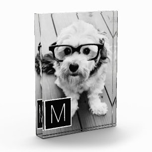 Black and White Collage Custom Monogram 1 Photo Block