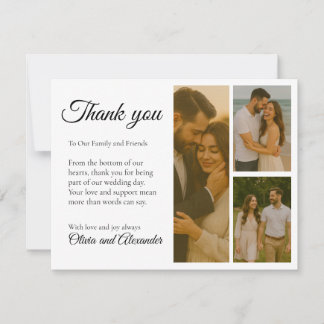 Black and white Collage Wedding Thank You Card
