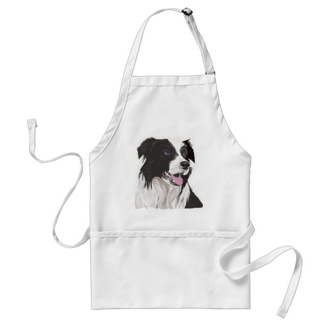 black and white collie blue eyes standard apron (Front)