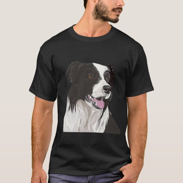 Black and White Collie with Brown eyes T-Shirt (Front)