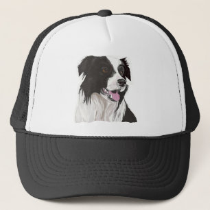 Black and White Collie with Brown eyes Trucker Hat