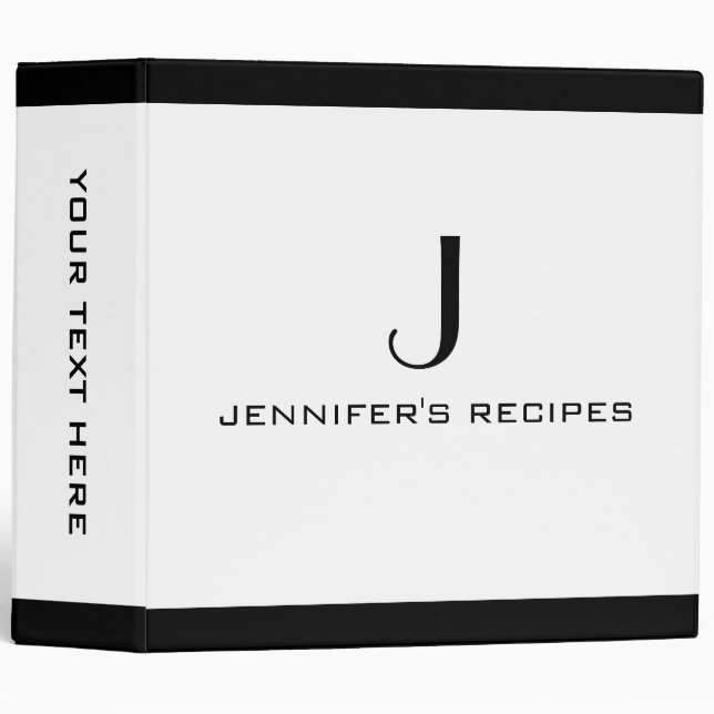 Black and White Color Monogram Binder (Front/Spine)