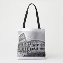 Black and White Colosseum Rome Tote Bag