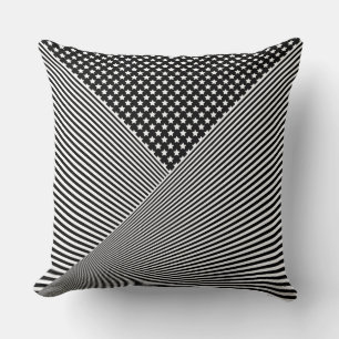 Black and white combined pattern throw pillow
