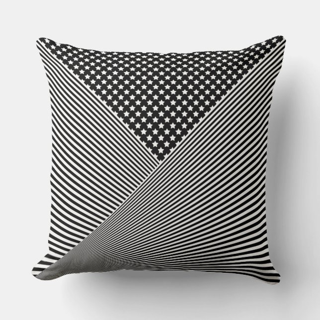 Black and white combined pattern throw pillow (Front)