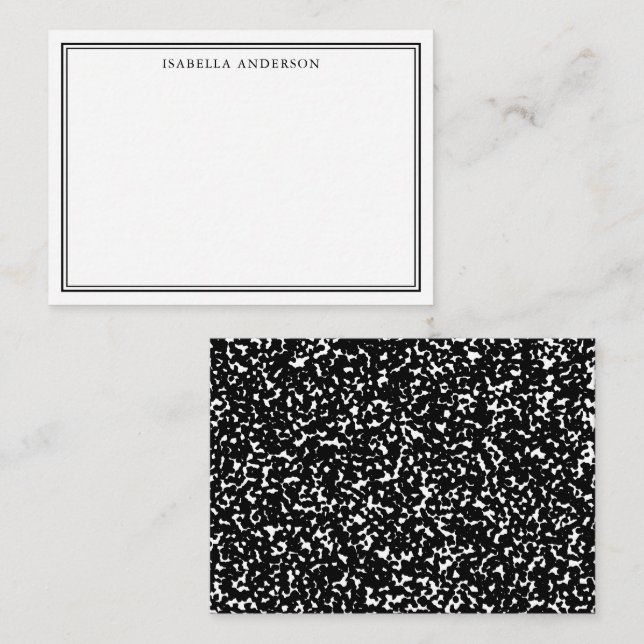 Black and White Composition Book Personalized Card (Front/Back)