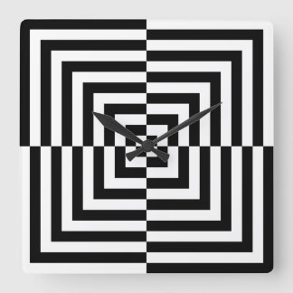 Black and White Concentric Square Optical Art Wall Clock