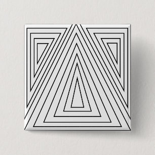 Black and White Concentric Triangle Pattern 2 Inch Square Button