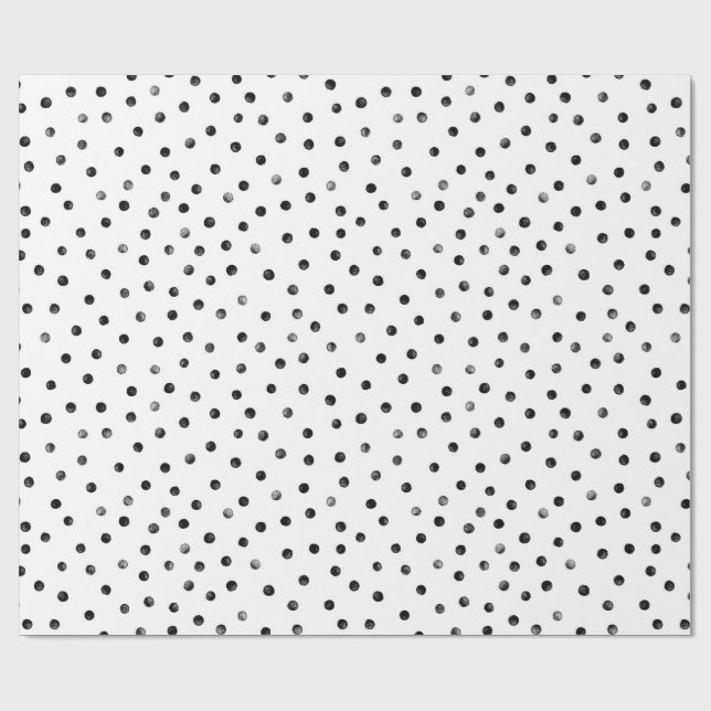 Black And White Confetti Dots Wrapping Paper (Flat)