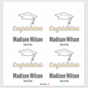 Black and White Congratulations with Grad's Name