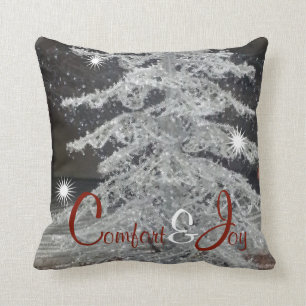 Black And White Contemporary Christmas Tree Throw Pillow