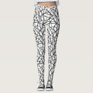 Black and White Contemporary Line Art Leggings