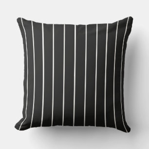 Black and White Contemporary Monochrome Pinstripe  Outdoor Pillow