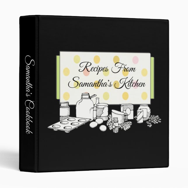 Black And White Cookbook Recipe Binder (Front/Spine)