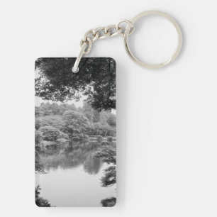 Black and white, cool, unique nature and lake keychain