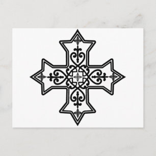 Black and White Coptic Cross Postcard