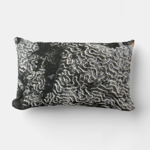 Black and White Coral I Abstract Nature Photo Lumbar Pillow