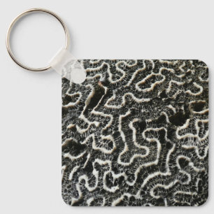 Black and White Coral II Abstract Nature Photo Keychain