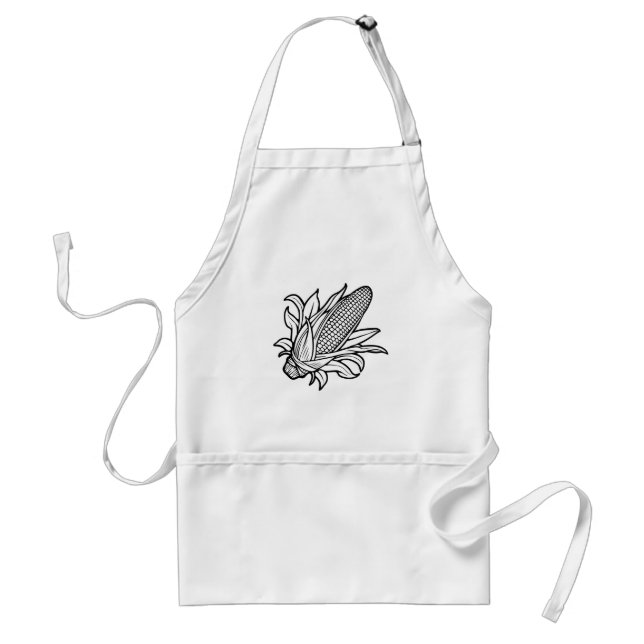 Black and white corn cob icon with leaves standard apron (Front)