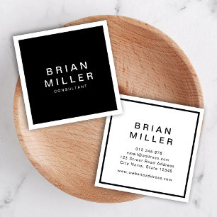 Black and White Corporate Modern Professional Square Business Card