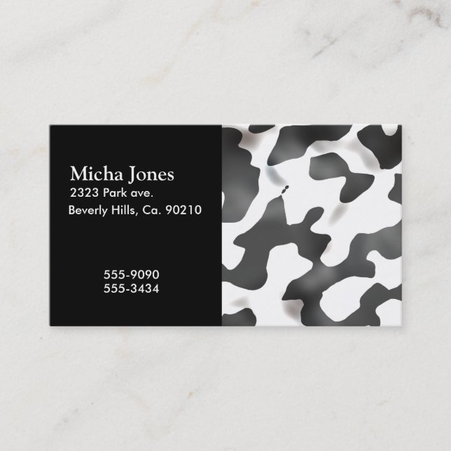 Black And White Country Cow Pattern Business Card (Front)